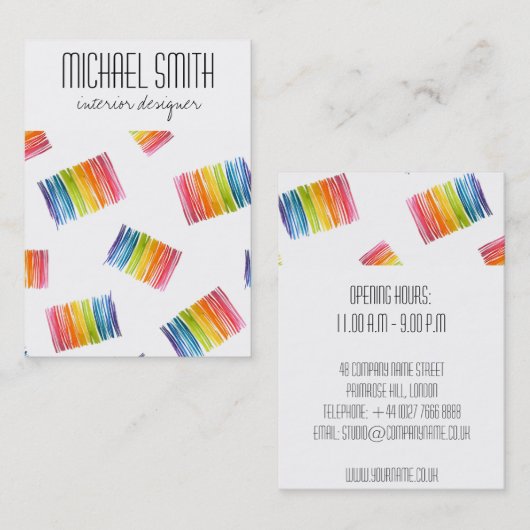 Moderne Kleurrijke Interieur Ontwerper Bedrijfskaa Visitekaartje (Voorkant / Achterkant)