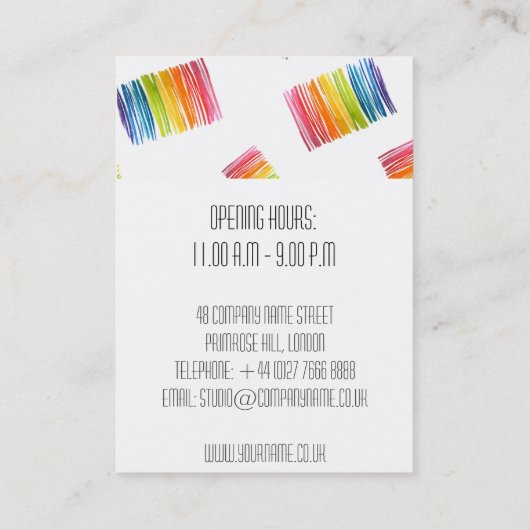 Moderne Kleurrijke Interieur Ontwerper Bedrijfskaa Visitekaartje (Achterkant)