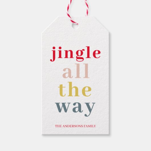 Moderne kleurrijke jingle helemaal cadeaulabel (Voorkant)