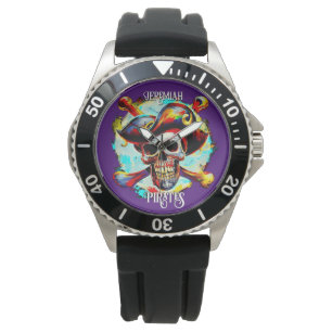 Moderne kleurrijke Jolly Roger Horloge