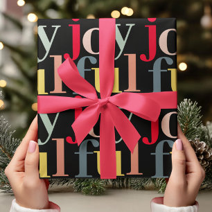 Moderne Kleurrijke JOYFUL Kerstmis  Cadeaupapier