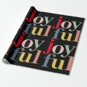 Moderne Kleurrijke JOYFUL Kerstmis  Cadeaupapier (Uitgerold)