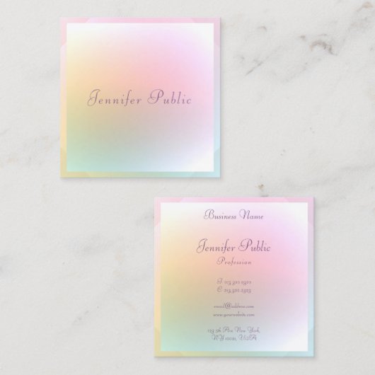 Moderne, kleurrijke kalligrafiescript Trendy Vierkante Visitekaartje (Voorkant / Achterkant)