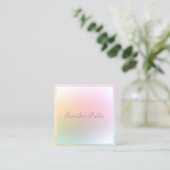 Moderne, kleurrijke kalligrafiescript Trendy Vierkante Visitekaartje (Staand voorkant)