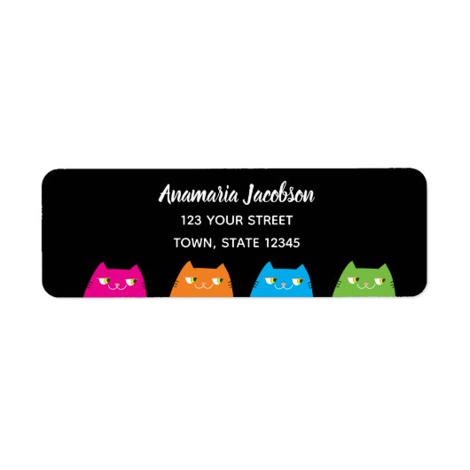Moderne Kleurrijke Katten Retouradres Etiket (Voorkant)
