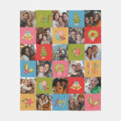Moderne kleurrijke kerst familie foto Keepsake Fleece Deken (Voorkant)