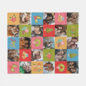 Moderne kleurrijke kerst familie foto Keepsake Fleece Deken (Voorkant (Horizontaal))