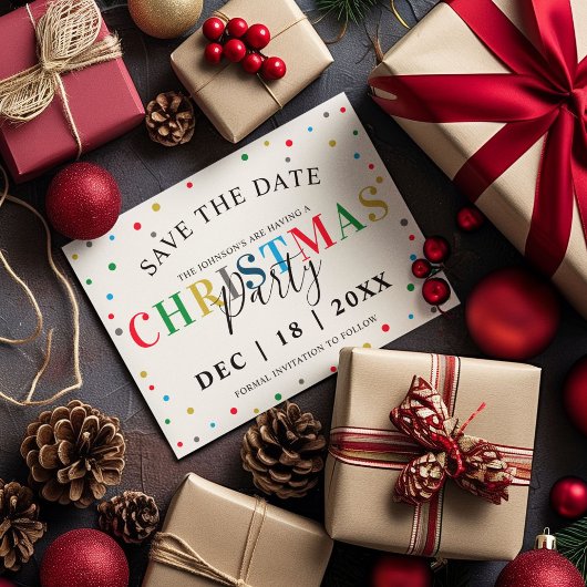 Moderne Kleurrijke Kerst Save the Date Briefkaart