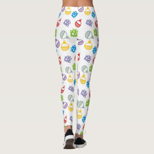 Moderne, kleurrijke kerstballen en geschenken leggings (Achterkant)