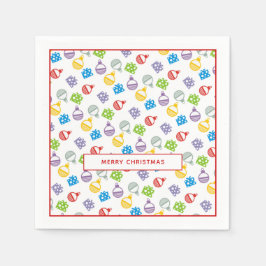 Moderne, kleurrijke kerstballen en geschenken servet