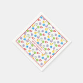 Moderne, kleurrijke kerstballen en geschenken servet (Hoek)