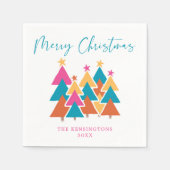 Moderne Kleurrijke Kerstbomen Typografie Servet (Voorkant)
