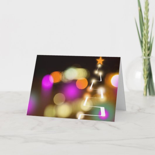 Moderne kleurrijke kerstboom feestdagen kaart (Voorkant)