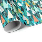 Moderne kleurrijke kerstboom patroon cadeaupapier (Rol Hoek)