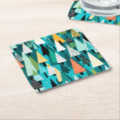 Moderne kleurrijke kerstboom patroon kartonnen onderzetters (Schuin)