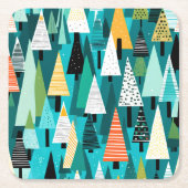 Moderne kleurrijke kerstboom patroon kartonnen onderzetters (Voorkant)