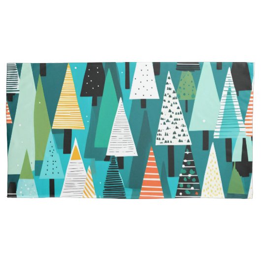 Moderne kleurrijke kerstboom patroon kussensloop (Voorkant)