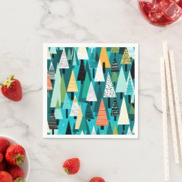 Moderne kleurrijke kerstboom patroon servet