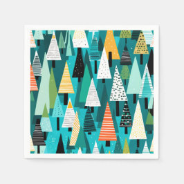 Moderne kleurrijke kerstboom patroon servet