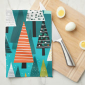 Moderne kleurrijke kerstboom patroon theedoek (Quarter Fold)