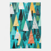 Moderne kleurrijke kerstboom patroon theedoek (Verticaal)