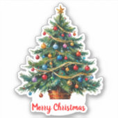 Moderne kleurrijke kerstboom sticker (Voorkant)