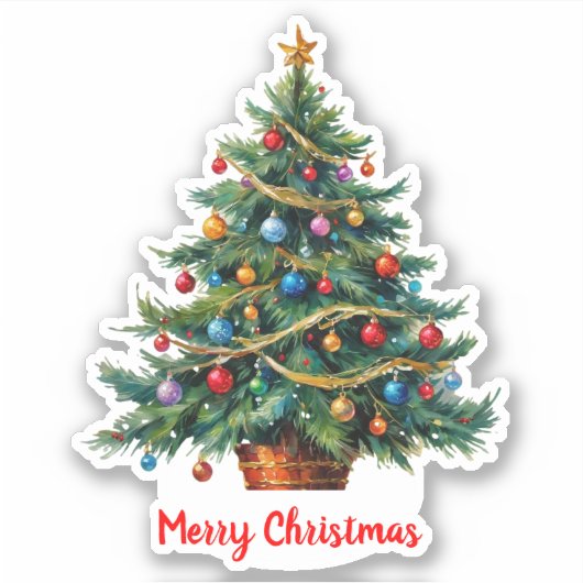 Moderne kleurrijke kerstboom sticker (Voorkant)