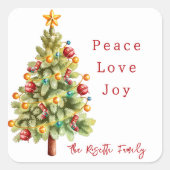 Moderne kleurrijke kerstboom vierkante sticker (Voorkant)