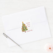 Moderne kleurrijke kerstboom vierkante sticker (Envelop)