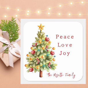 Moderne kleurrijke kerstboom vierkante sticker