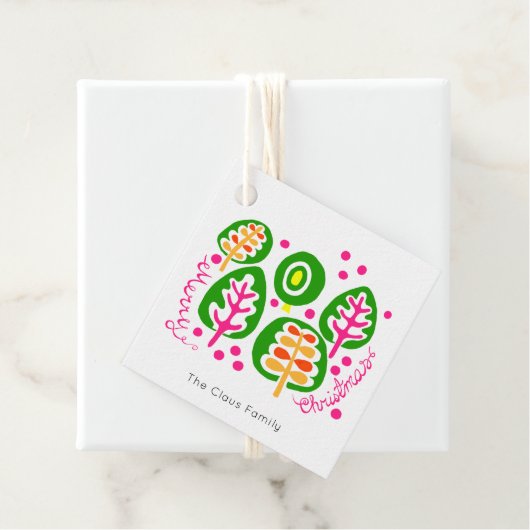 Moderne kleurrijke kerstboomvakantie-Labels Bedankjes Labels (In situ)