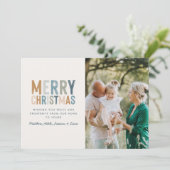 Moderne, kleurrijke kerstfoto feestdagenkaart (Staand voorkant)