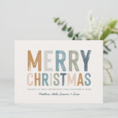 Moderne, kleurrijke kerstfoto feestdagenkaart (Staand voorkant)