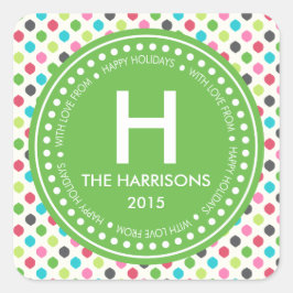 Moderne, kleurrijke kerstgepersonaliseerde Feestda Vierkante Sticker