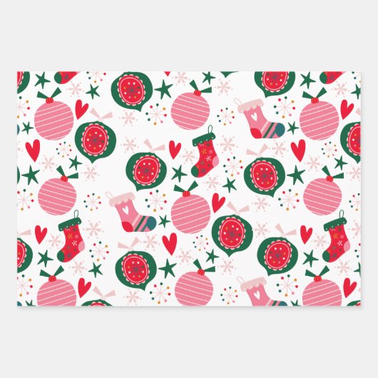 Moderne Kleurrijke Kerstmis Inpakpapier Vel (Voorkant 2)
