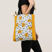 Moderne kleurrijke kip en bloem doodle tote bag (Dichtbij)