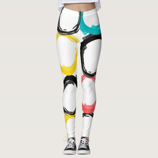 Moderne, kleurrijke, koele, unieke trendcirkels leggings (Voorkant)