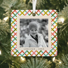 Moderne Kleurrijke Kruisfoto Kerstvakantie Metalen Ornament