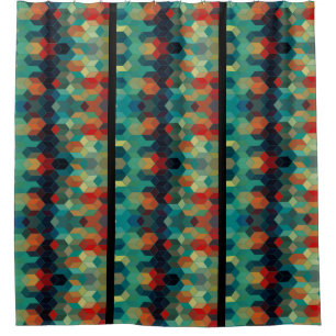 Moderne Kleurrijke Kubussen & Strepen Geometrisch Douchegordijn