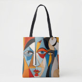 Moderne Kleurrijke Kunst Abstract Gezicht Tote Bag (Voorkant)
