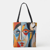 Moderne Kleurrijke Kunst Abstract Gezicht Tote Bag (Achterkant)