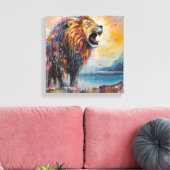 Moderne kleurrijke leeuwenkunst canvas afdruk (Insitu (Woonkamer))