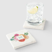 Moderne, kleurrijke lentbloemen geprogrammeerd stenen onderzetter (Zijkant)