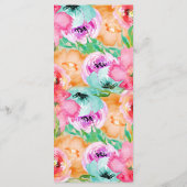 Moderne kleurrijke lente Bloemen Waterverf Menu Ka (Achterkant)