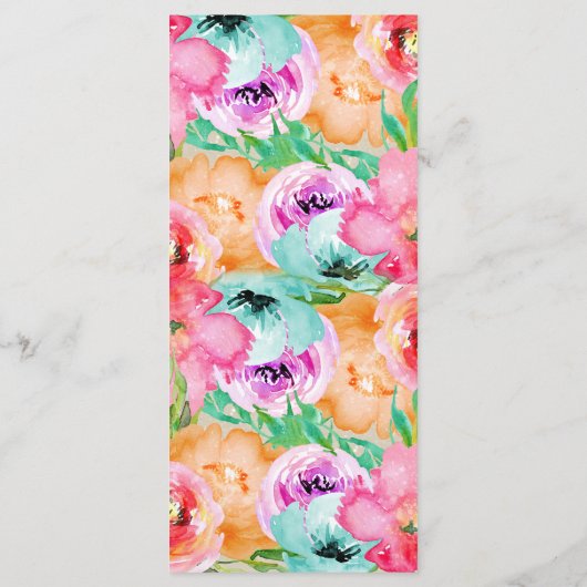 Moderne kleurrijke lente Bloemen Waterverf Menu Ka (Achterkant)