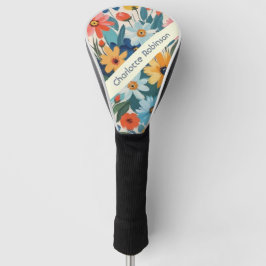 Moderne Kleurrijke Lentetuin Bloemen Gepersonalise Golfheadcover