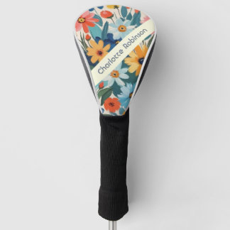 Moderne Kleurrijke Lentetuin Bloemen Gepersonalise Golfheadcover