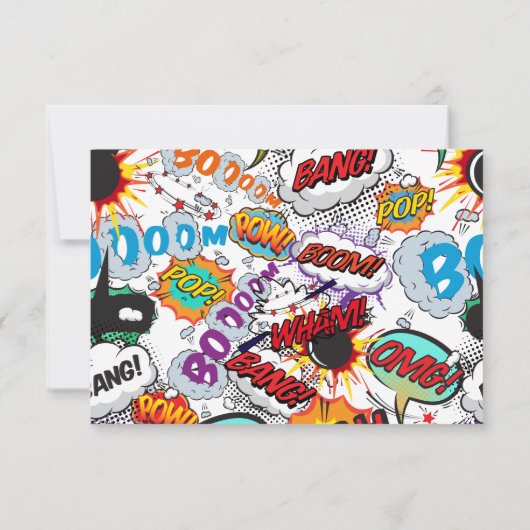 Moderne Kleurrijke Leuke Comic Book Stijlvolle Bru RSVP Kaartje (Achterkant)