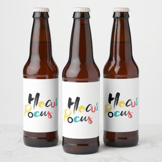 Moderne, kleurrijke, leuke, coole, trendy Hocus Po Bier Etiket (Flessen)