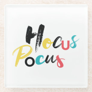 Moderne, kleurrijke, leuke, coole, trendy Hocus Po Glazen Onderzetter